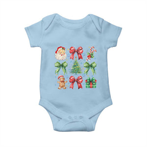 Christmas Tree Retro Coquette Bow Baby Onesie Santa Claus Candy Festive Xmas Vibes TS02 Light Blue Print Your Wear