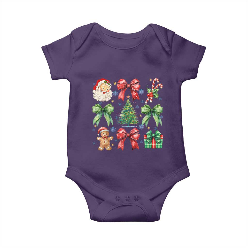 Christmas Tree Retro Coquette Bow Baby Onesie Santa Claus Candy Festive Xmas Vibes TS02 Purple Print Your Wear