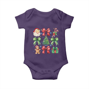 Christmas Tree Retro Coquette Bow Baby Onesie Santa Claus Candy Festive Xmas Vibes TS02 Purple Print Your Wear