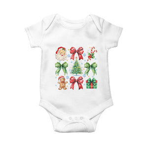 Christmas Tree Retro Coquette Bow Baby Onesie Santa Claus Candy Festive Xmas Vibes TS02 White Print Your Wear