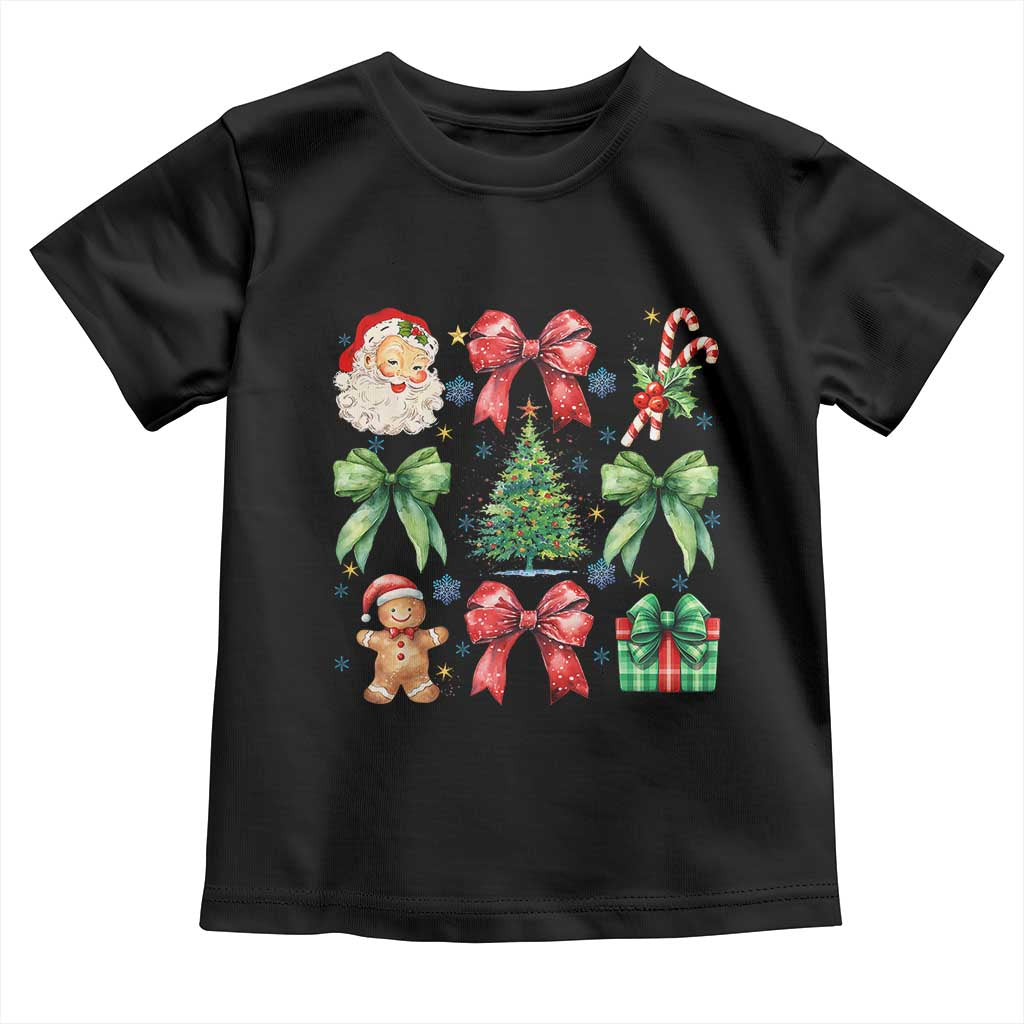 Christmas Tree Retro Coquette Bow Baby Shirt Santa Claus Candy Festive Xmas Vibes TS02 Black Print Your Wear