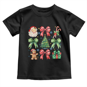 Christmas Tree Retro Coquette Bow Baby Shirt Santa Claus Candy Festive Xmas Vibes TS02 Black Print Your Wear