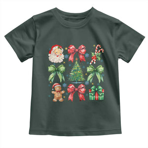 Christmas Tree Retro Coquette Bow Baby Shirt Santa Claus Candy Festive Xmas Vibes TS02 Dark Forest Green Print Your Wear