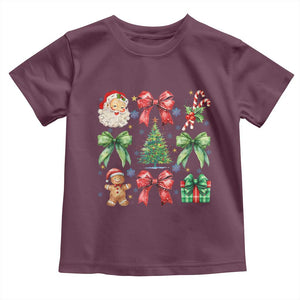 Christmas Tree Retro Coquette Bow Baby Shirt Santa Claus Candy Festive Xmas Vibes TS02 Maroon Print Your Wear