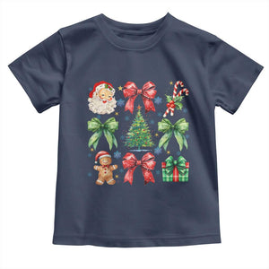 Christmas Tree Retro Coquette Bow Baby Shirt Santa Claus Candy Festive Xmas Vibes TS02 Navy Print Your Wear