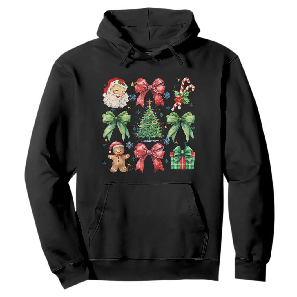 Christmas Tree Retro Coquette Bow Hoodie Santa Claus Candy Festive Xmas Vibes TS02 Black Print Your Wear