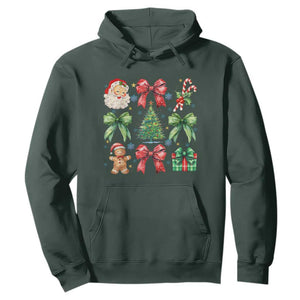 Christmas Tree Retro Coquette Bow Hoodie Santa Claus Candy Festive Xmas Vibes TS02 Dark Forest Green Print Your Wear