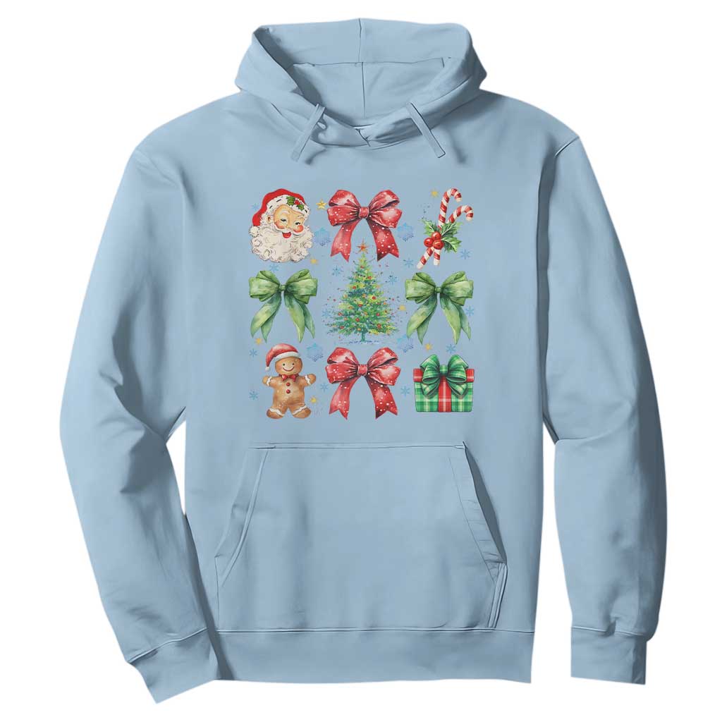 Christmas Tree Retro Coquette Bow Hoodie Santa Claus Candy Festive Xmas Vibes TS02 Light Blue Print Your Wear