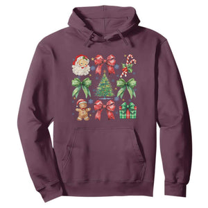Christmas Tree Retro Coquette Bow Hoodie Santa Claus Candy Festive Xmas Vibes TS02 Maroon Print Your Wear