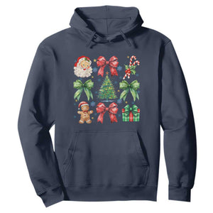 Christmas Tree Retro Coquette Bow Hoodie Santa Claus Candy Festive Xmas Vibes TS02 Navy Print Your Wear