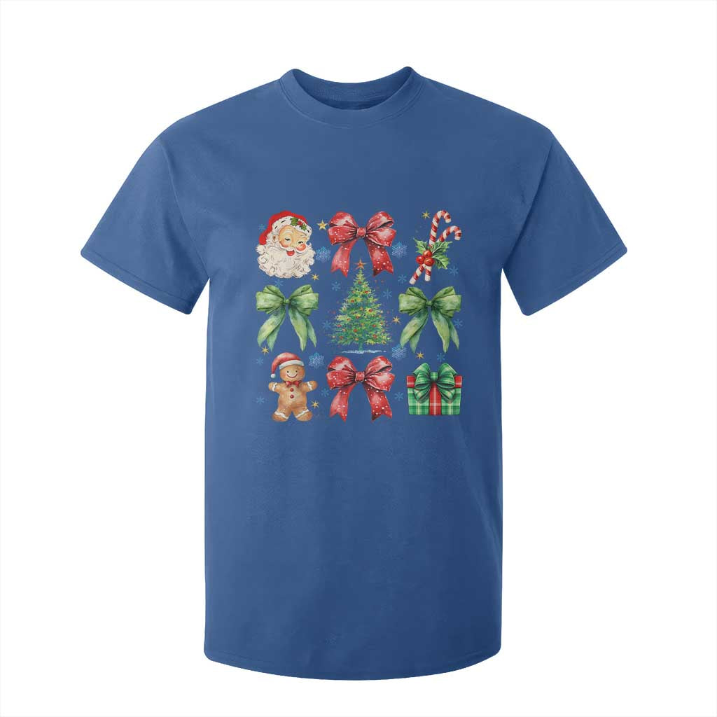 Christmas Tree Retro Coquette Bow T Shirt For Kid Santa Claus Candy Festive Xmas Vibes TS02 Royal Blue Print Your Wear