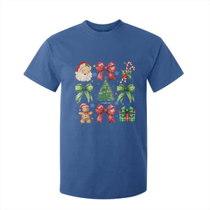 Christmas Tree Retro Coquette Bow T Shirt For Kid Santa Claus Candy Festive Xmas Vibes TS02 Royal Blue Print Your Wear