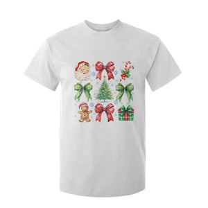 Christmas Tree Retro Coquette Bow T Shirt For Kid Santa Claus Candy Festive Xmas Vibes TS02 White Print Your Wear
