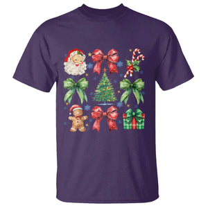 Christmas Tree Retro Coquette Bow T Shirt Santa Claus Candy Festive Xmas Vibes TS02 Purple Print Your Wear