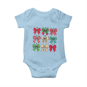 Merry Christmas Coquette Bow Baby Onesie Festive Xmas Vibe TS02 Light Blue Print Your Wear