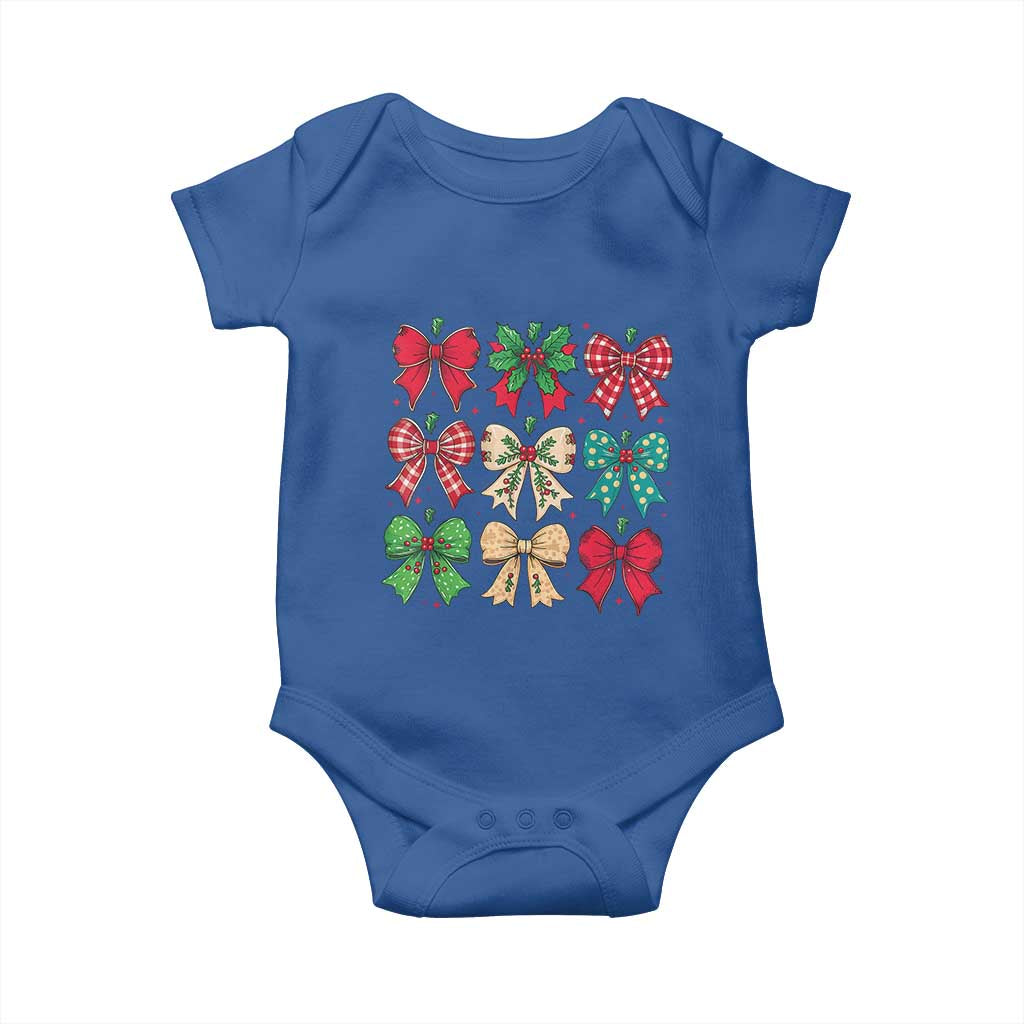 Merry Christmas Coquette Bow Baby Onesie Festive Xmas Vibe TS02 Royal Blue Print Your Wear