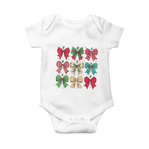 Merry Christmas Coquette Bow Baby Onesie Festive Xmas Vibe TS02 White Print Your Wear