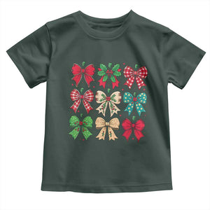 Merry Christmas Coquette Bow Baby Shirt Festive Xmas Vibe TS02 Dark Forest Green Print Your Wear