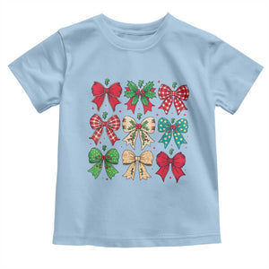 Merry Christmas Coquette Bow Baby Shirt Festive Xmas Vibe TS02 Light Blue Print Your Wear