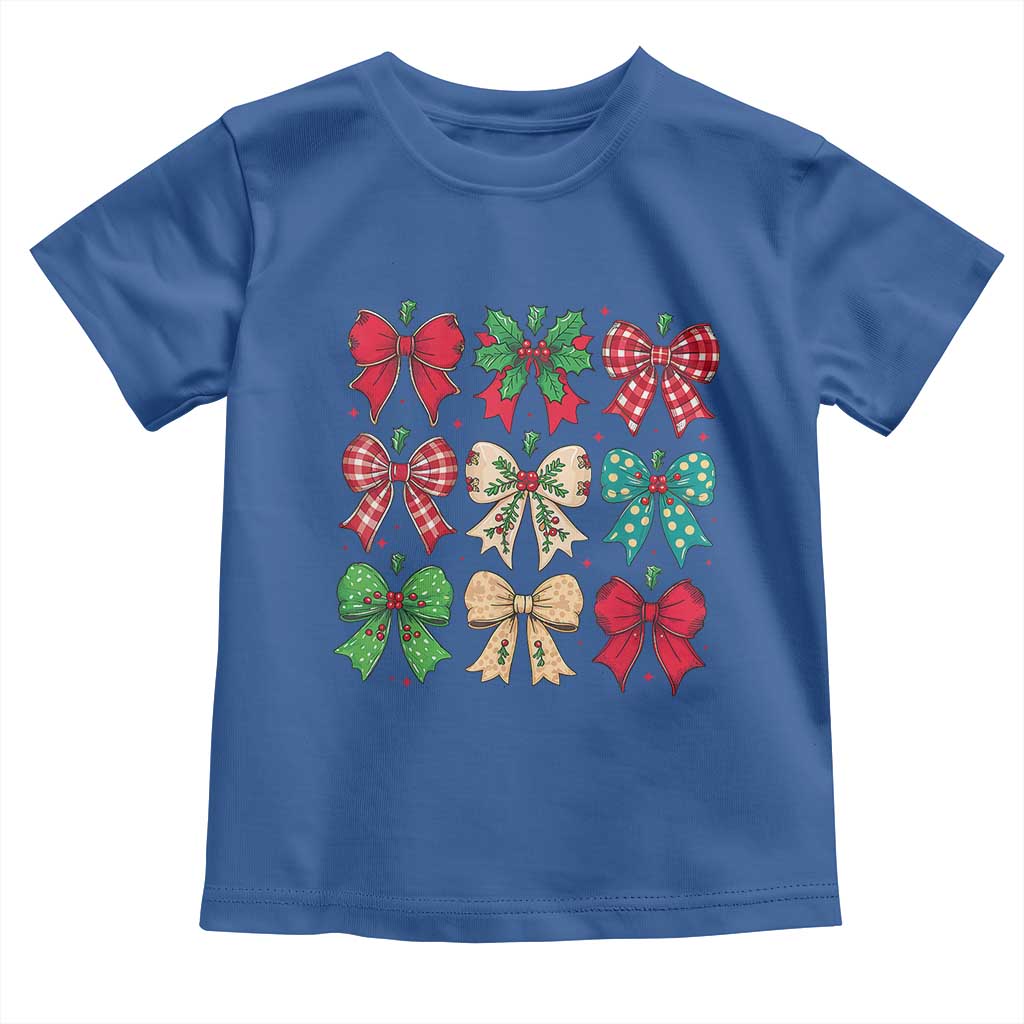 Merry Christmas Coquette Bow Baby Shirt Festive Xmas Vibe TS02 Royal Blue Print Your Wear