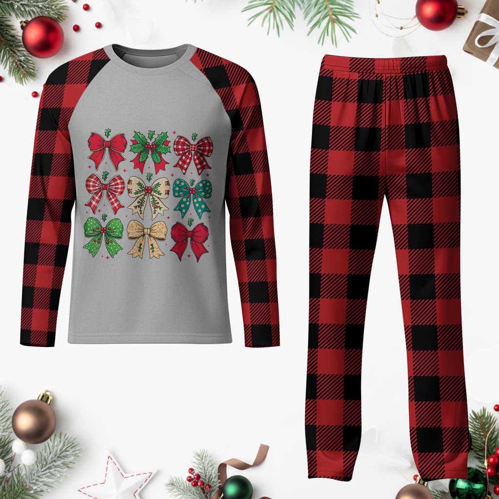 Merry Christmas Coquette Bow Plaid Pajama Set Festive Xmas Vibe TS02 Buffalo Plaid Print Your Wear