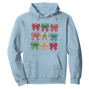 Merry Christmas Coquette Bow Hoodie Festive Xmas Vibe TS02 Light Blue Print Your Wear