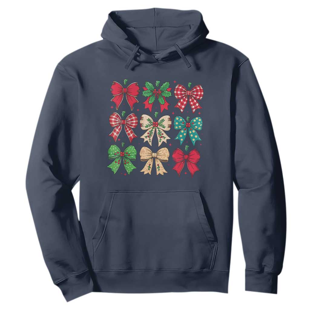 Merry Christmas Coquette Bow Hoodie Festive Xmas Vibe TS02 Navy Print Your Wear