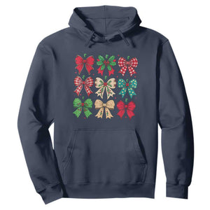 Merry Christmas Coquette Bow Hoodie Festive Xmas Vibe TS02 Navy Print Your Wear