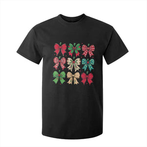 Merry Christmas Coquette Bow T Shirt For Kid Festive Xmas Vibe TS02 Black Print Your Wear