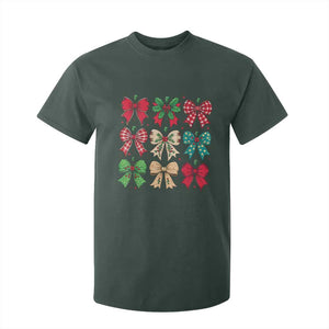 Merry Christmas Coquette Bow T Shirt For Kid Festive Xmas Vibe TS02 Dark Forest Green Print Your Wear