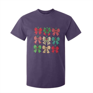 Merry Christmas Coquette Bow T Shirt For Kid Festive Xmas Vibe TS02 Purple Print Your Wear