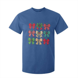 Merry Christmas Coquette Bow T Shirt For Kid Festive Xmas Vibe TS02 Royal Blue Print Your Wear