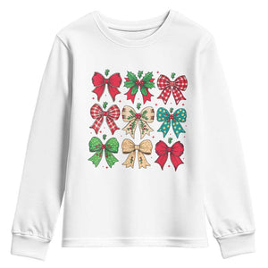 Merry Christmas Coquette Bow Youth Sweatshirt Festive Xmas Vibe TS02 White Print Your Wear