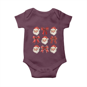 Plaid Coquette Bow Santa Claus Baby Onesie Merry Xmas Festive TS02 Maroon Print Your Wear