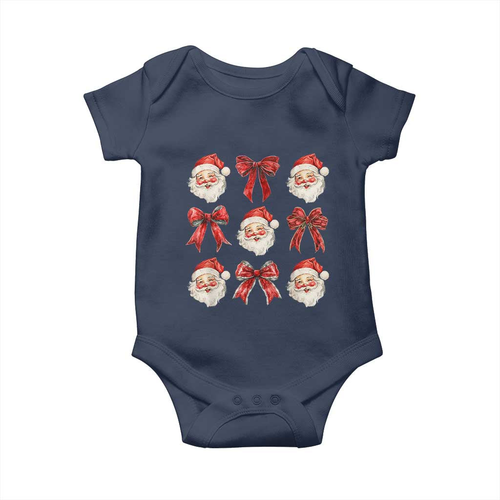 Plaid Coquette Bow Santa Claus Baby Onesie Merry Xmas Festive TS02 Navy Print Your Wear
