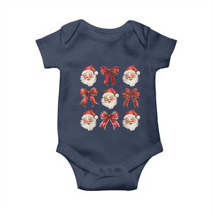 Plaid Coquette Bow Santa Claus Baby Onesie Merry Xmas Festive TS02 Navy Print Your Wear