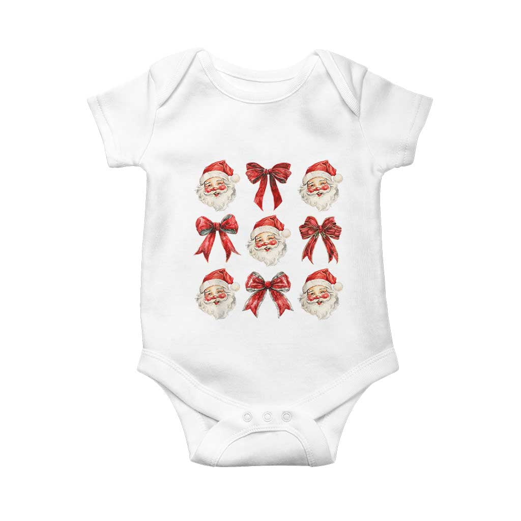 Plaid Coquette Bow Santa Claus Baby Onesie Merry Xmas Festive TS02 White Print Your Wear