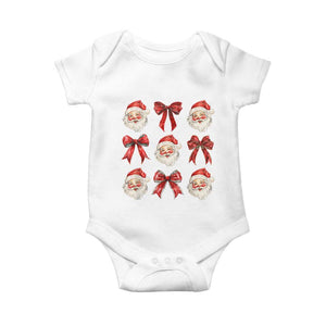 Plaid Coquette Bow Santa Claus Baby Onesie Merry Xmas Festive TS02 White Print Your Wear