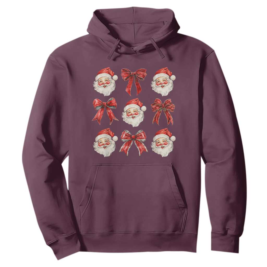Plaid Coquette Bow Santa Claus Hoodie Merry Xmas Festive TS02 Maroon Print Your Wear