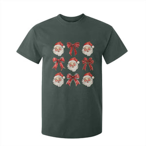 Plaid Coquette Bow Santa Claus T Shirt For Kid Merry Xmas Festive TS02 Dark Forest Green Print Your Wear