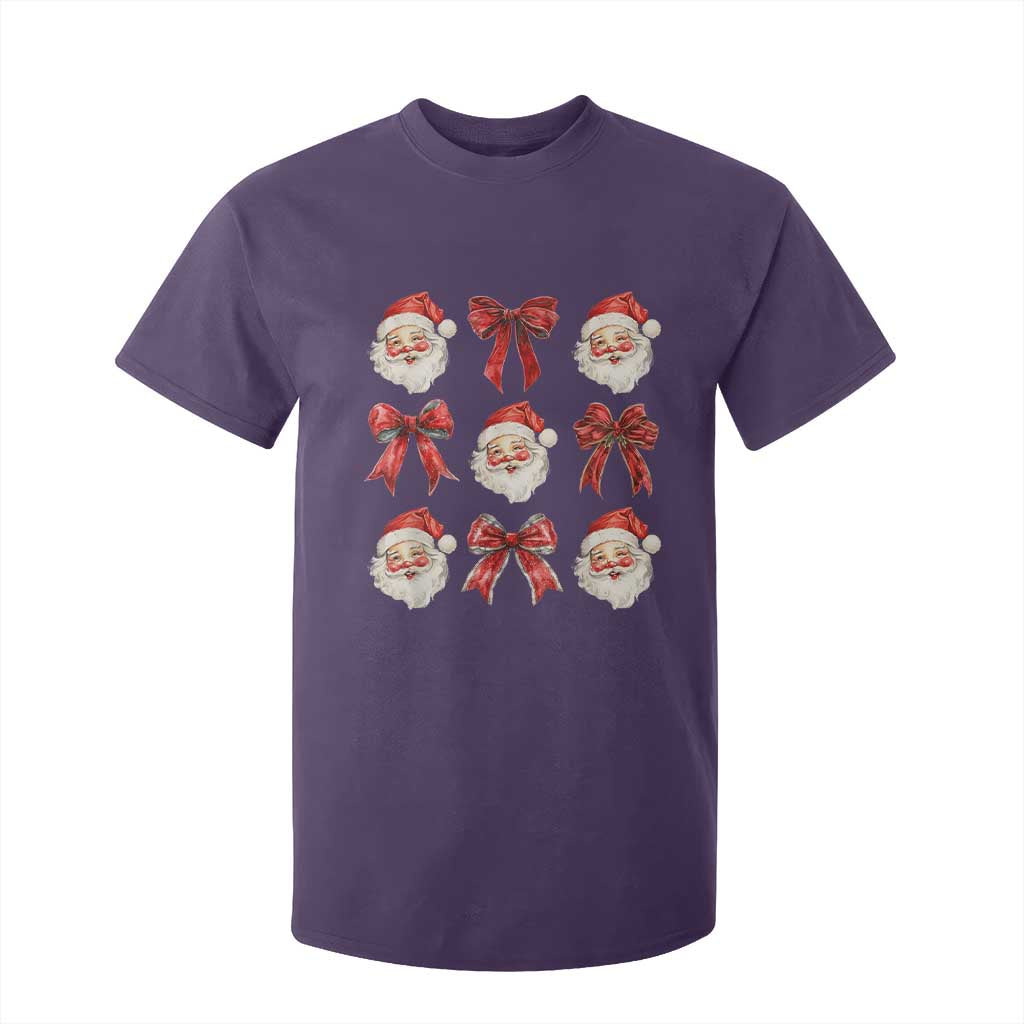 Plaid Coquette Bow Santa Claus T Shirt For Kid Merry Xmas Festive TS02 Purple Print Your Wear