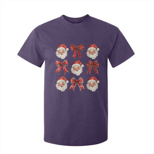 Plaid Coquette Bow Santa Claus T Shirt For Kid Merry Xmas Festive TS02 Purple Print Your Wear