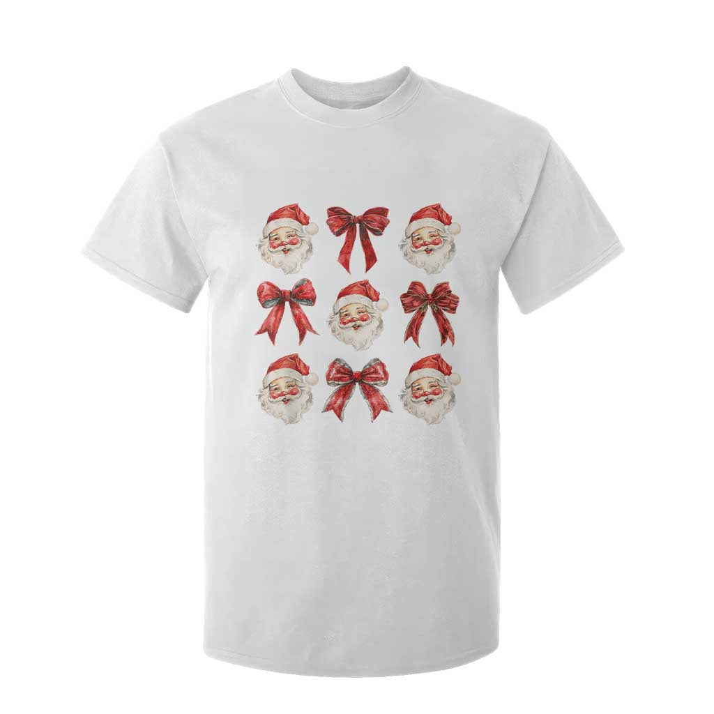 Plaid Coquette Bow Santa Claus T Shirt For Kid Merry Xmas Festive TS02 White Print Your Wear