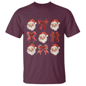Plaid Coquette Bow Santa Claus T Shirt Merry Xmas Festive TS02 Maroon Print Your Wear