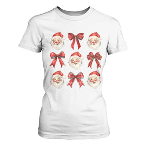 Plaid Coquette Bow Santa Claus T Shirt For Women Merry Xmas Festive TS02 White Print Your Wear