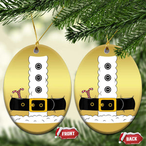 Santa Claus Suit Costume Christmas Ornament Retro Festive Christmas Vibe TS02 Oval Gold Print Your Wear