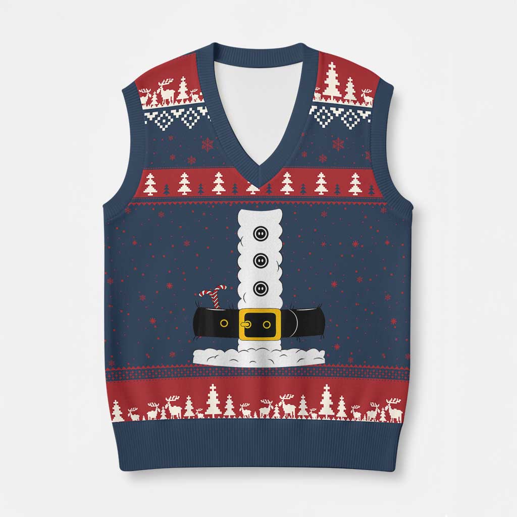 Santa Claus Suit Costume V-Neck Knit Sweater Vest Retro Festive Xmas Vibe TS02 Navy Red Print Your Wear
