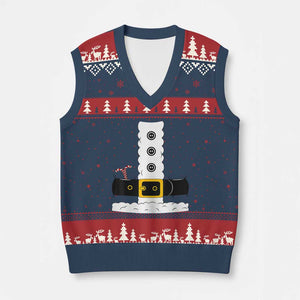 Santa Claus Suit Costume V-Neck Knit Sweater Vest Retro Festive Xmas Vibe TS02 Navy Red Print Your Wear