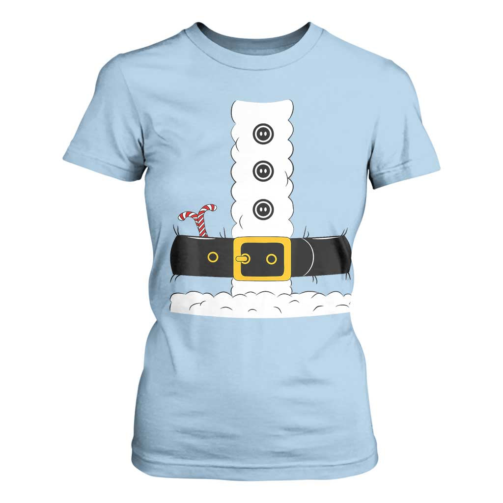 Santa Claus Suit Costume T Shirt For Women Retro Festive Christmas Vibe TS02 Light Blue Print Your Wear