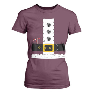Santa Claus Suit Costume T Shirt For Women Retro Festive Christmas Vibe TS02 Maroon Print Your Wear